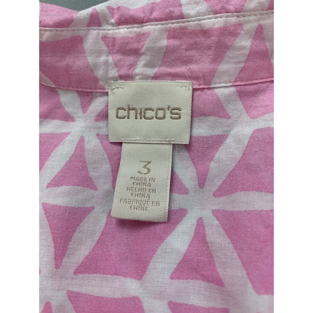Chicos Womens Shirt 3 XL Pink Beachy Preppy Ombre Travel Cruise Summer - Picture 4 of 9
